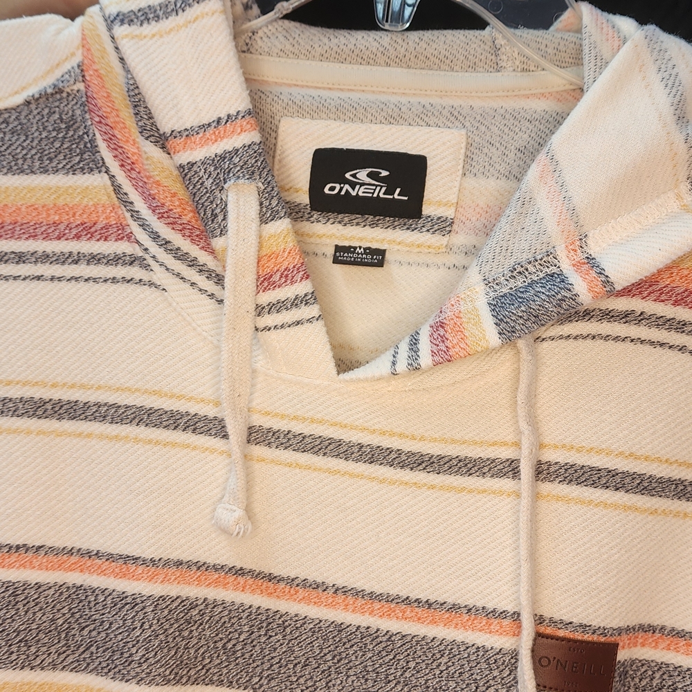 O'Neill Men's Striped Hoodie - Cream and Gray - Picture 3 of 3